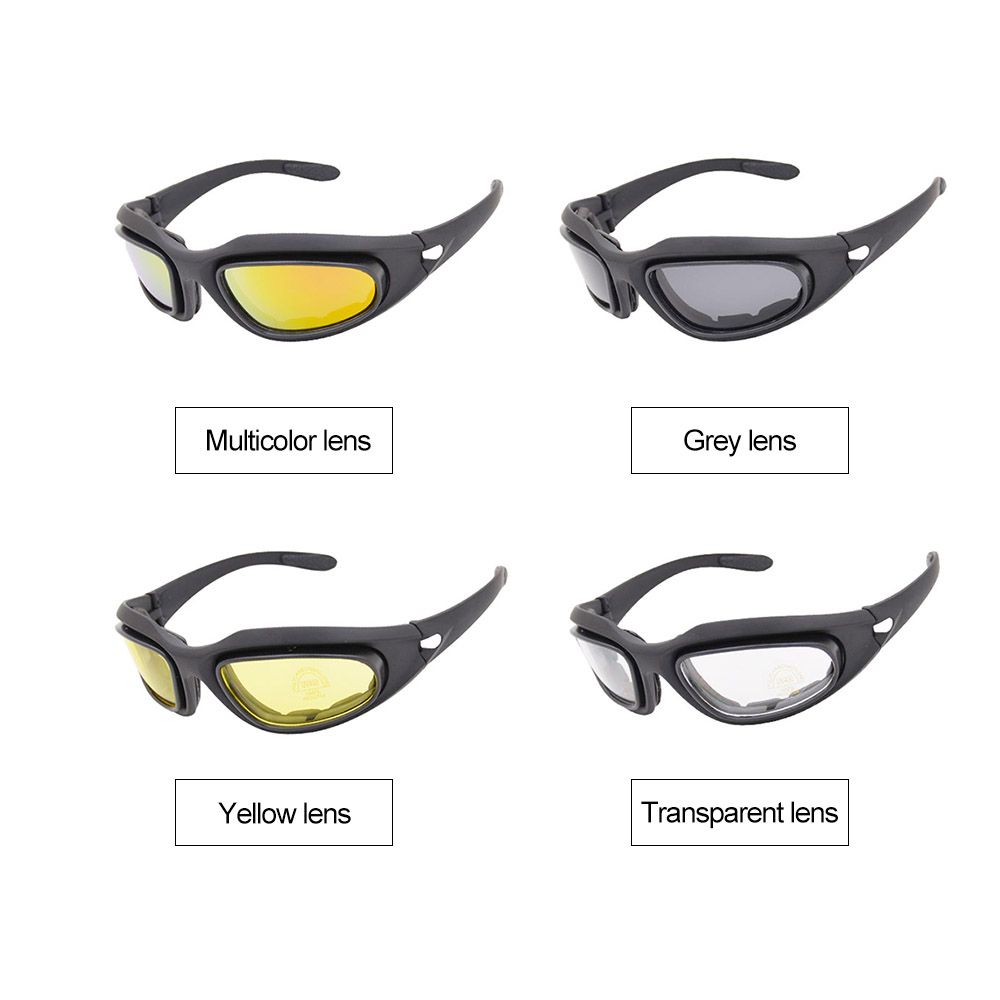 Polarized UV400 Tactical Goggles C5 Shooting Glasses 4 Lens