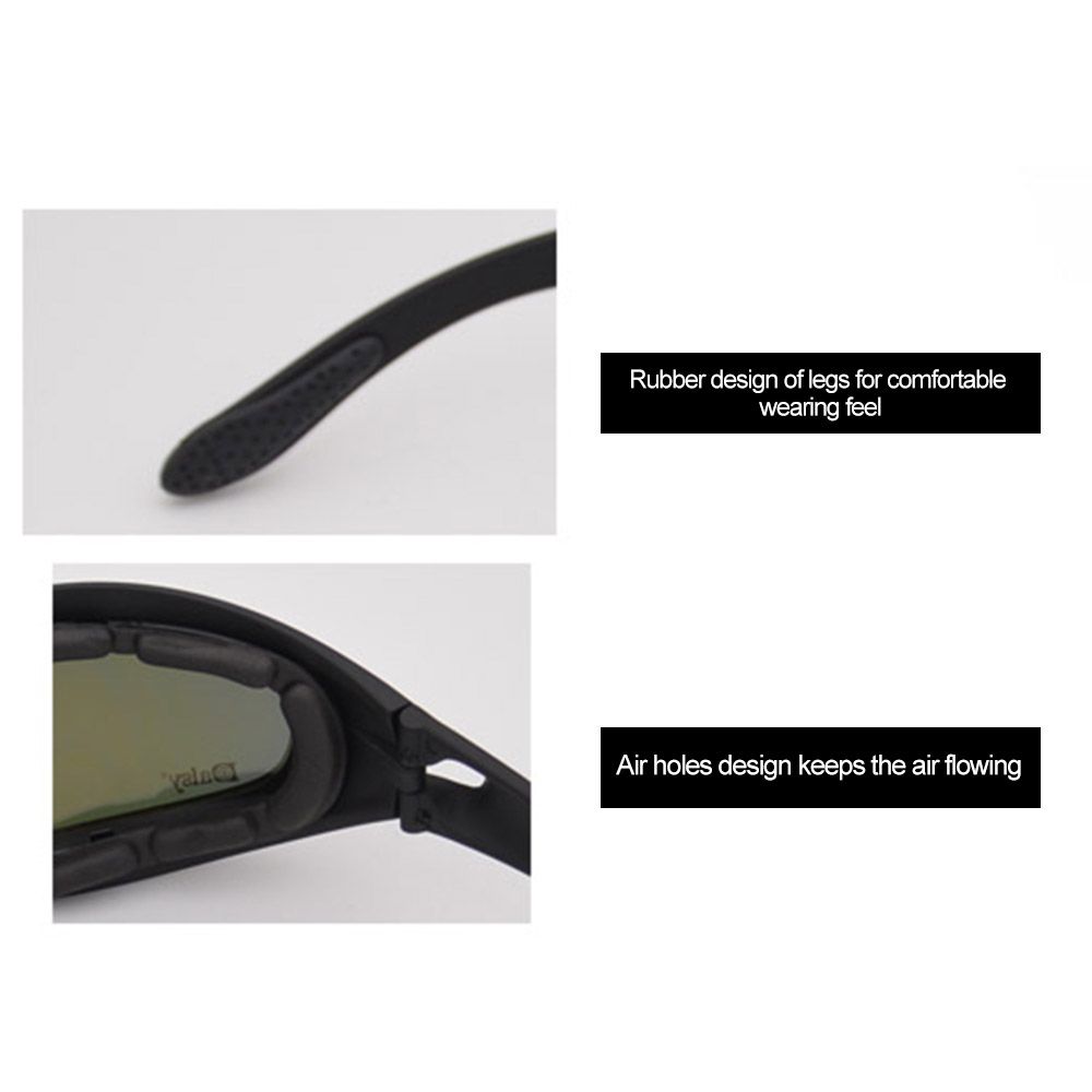 Polarized UV400 Tactical Goggles C5 Shooting Glasses 4 Lens