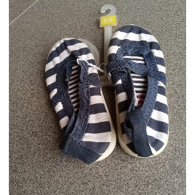 Stripped Flat Shoes For Toddlers -  Blue And White