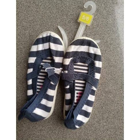 Stripped Flat Shoes For Toddlers -  Blue And White