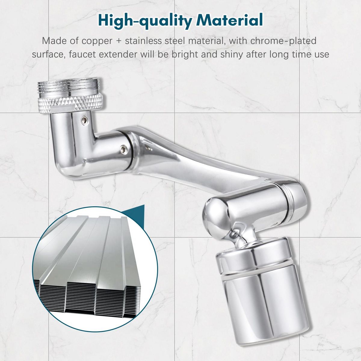 Aoresac Universal Swivel Faucet Extender 1440° Rotating Faucet Aerator with 2 Water Outlet Modes Splash Proof for Bathroom Sink & Kitchen Sink Multifunctional Extension Faucet