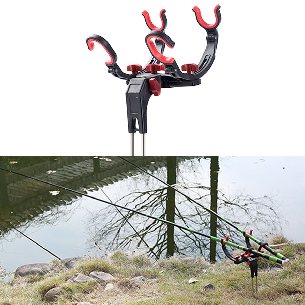 Adjustable Fishing Rod Stand Fishing Pole Holder Bank Stick