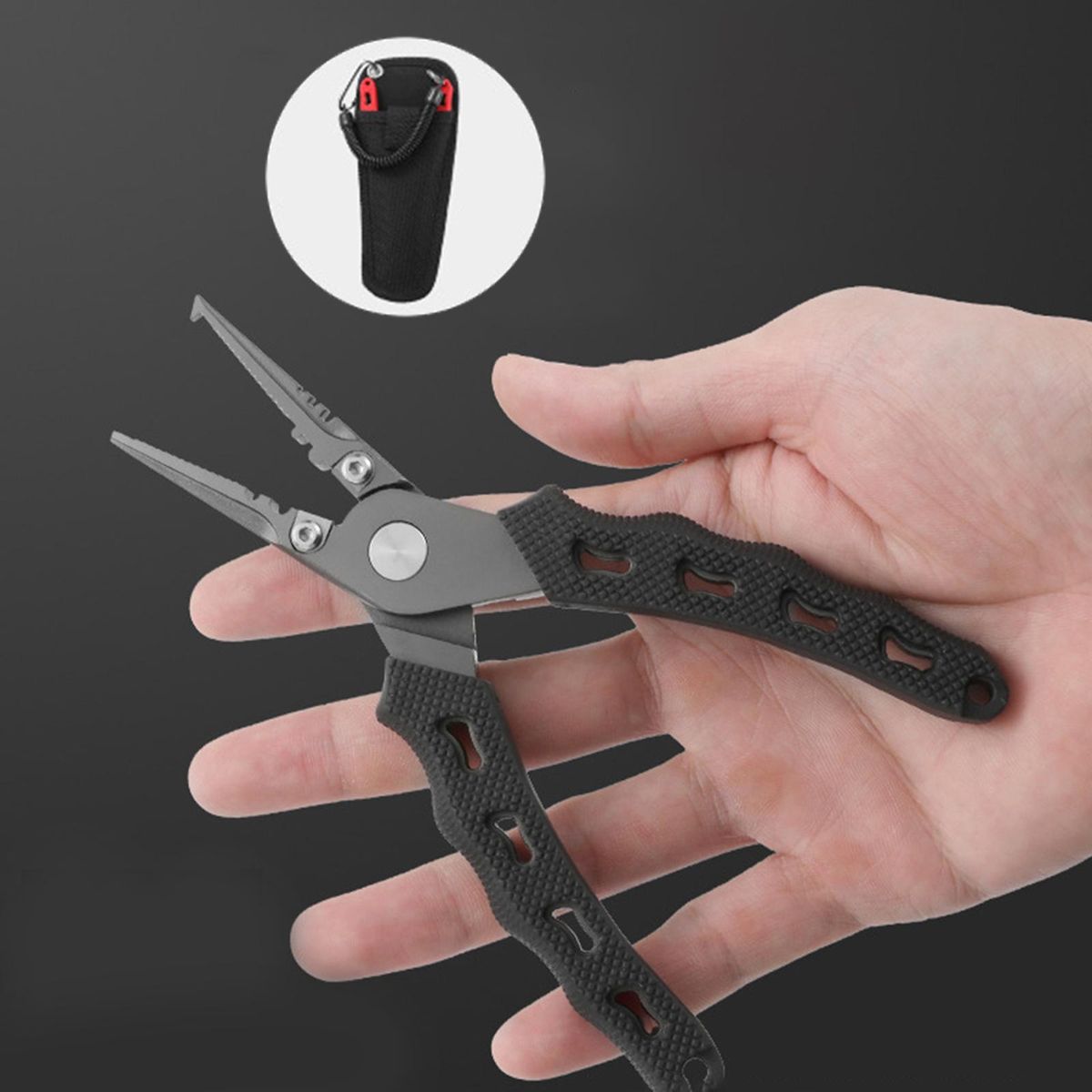 Portable  Pliers Split Ring Hook Remover Muti Function Black