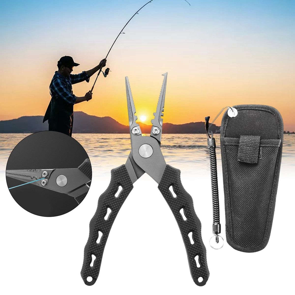 Portable  Pliers Split Ring Hook Remover Muti Function Black