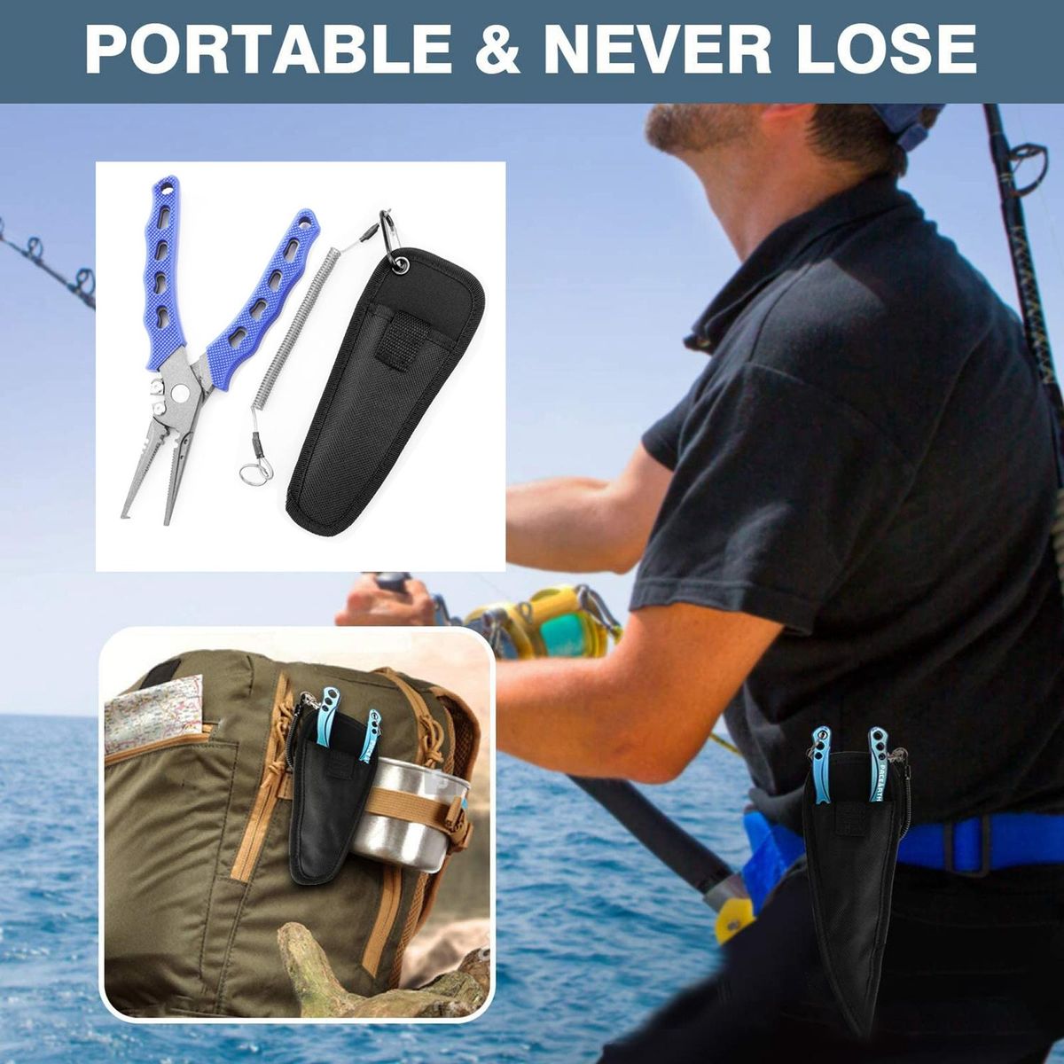 Portable  Pliers Split Ring Hook Remover Muti Function Black