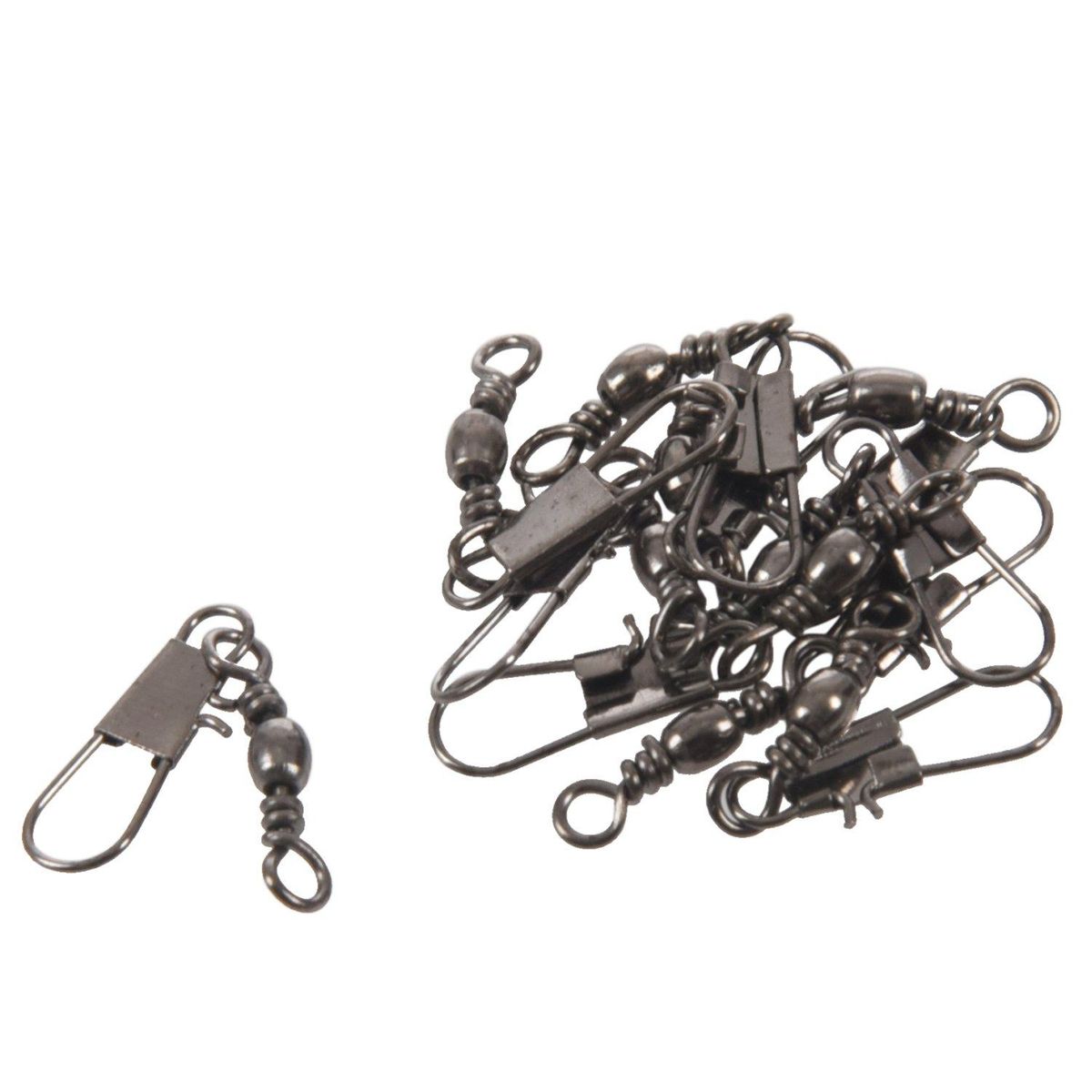 10x Metal Fishing Line to Hook Swivel Connectors Dark Gray