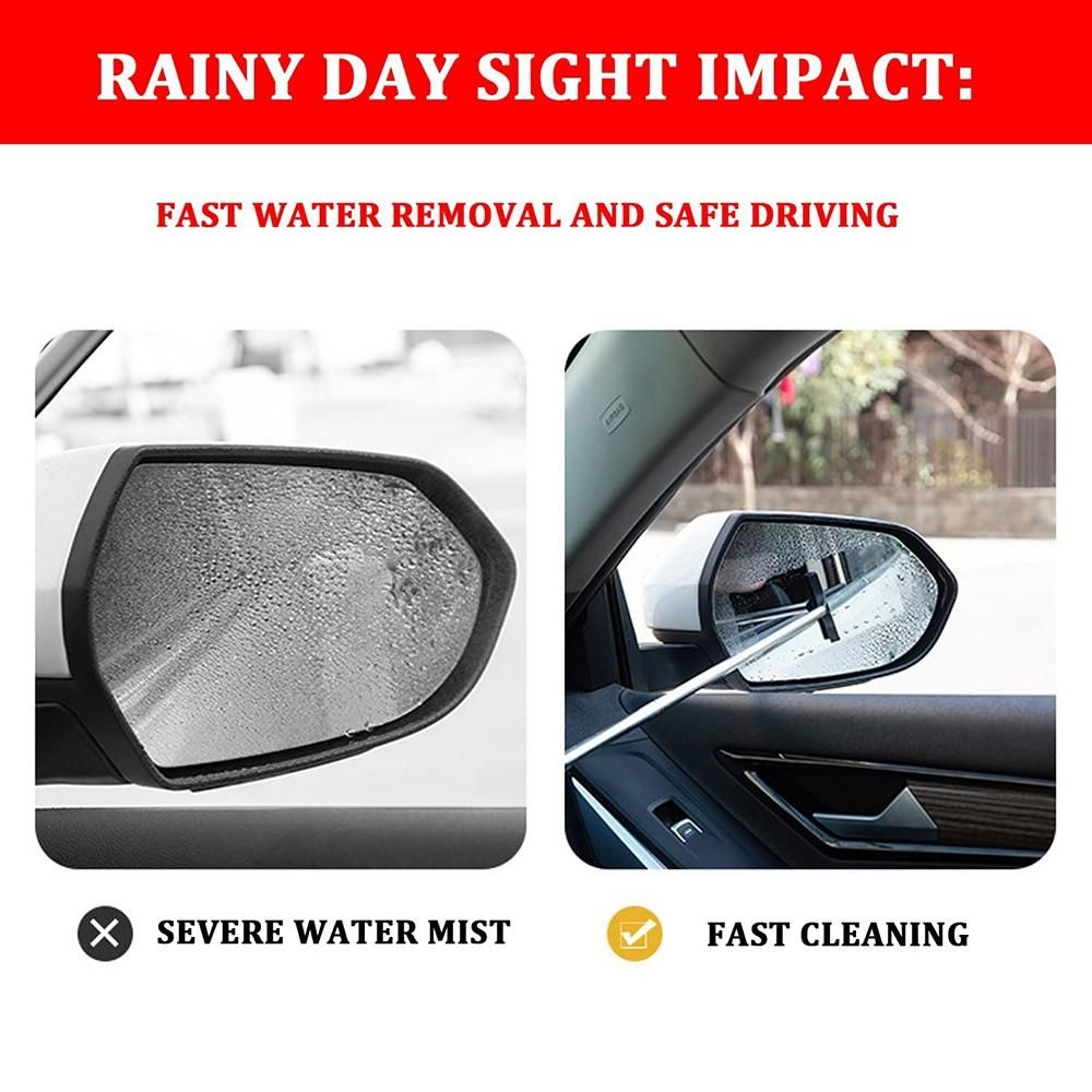 Car Retractable Rearview Mirror Wiper Adjustable Car Rearview Door Mirror Brush Mirror Wiper with Layered Brush Head