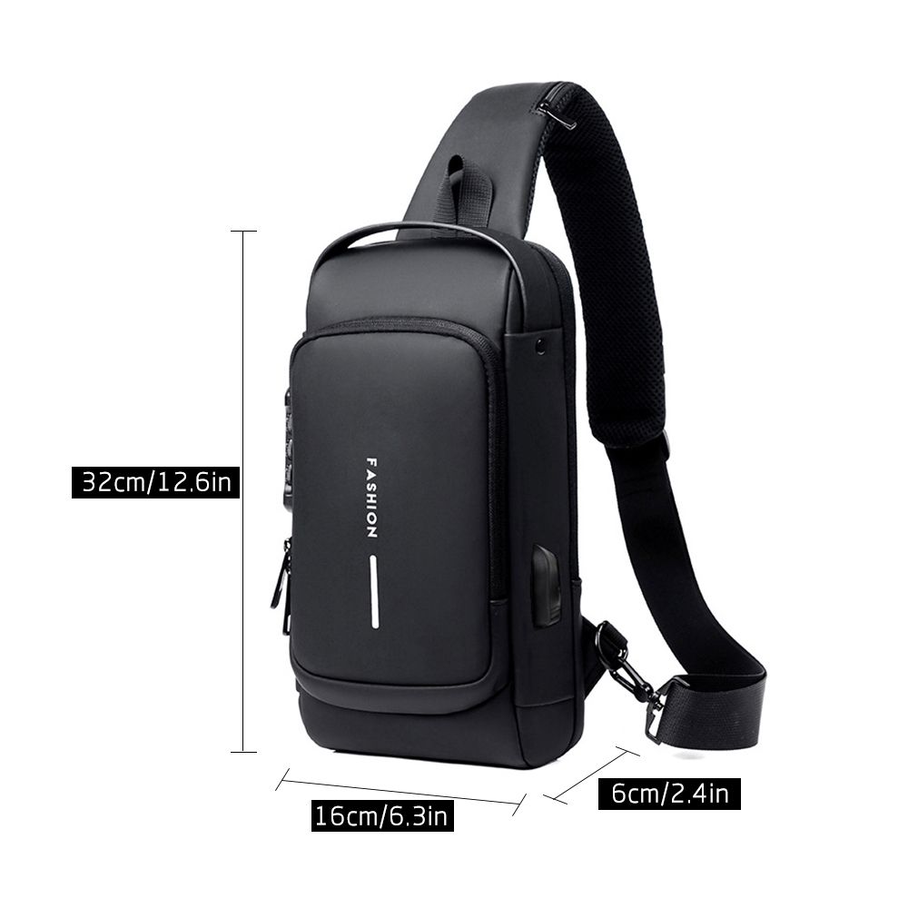 Men Sling Bag Pack With Lock Waterproof Anti-theft Chest