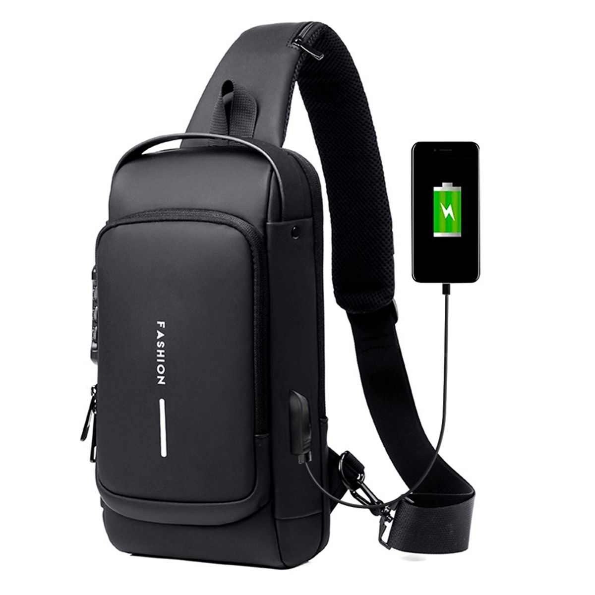 Men Sling Bag Pack With Lock Waterproof Anti-theft Chest