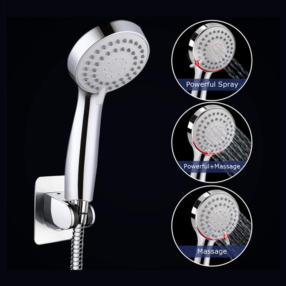 Rainfall Shower Head Combo 8 Inch Rain Showerhead and 3-Setting Handheld Showerhead Hose Bracket 3-Way Splitter Polished Chrome High Pressure Shower Head Combo