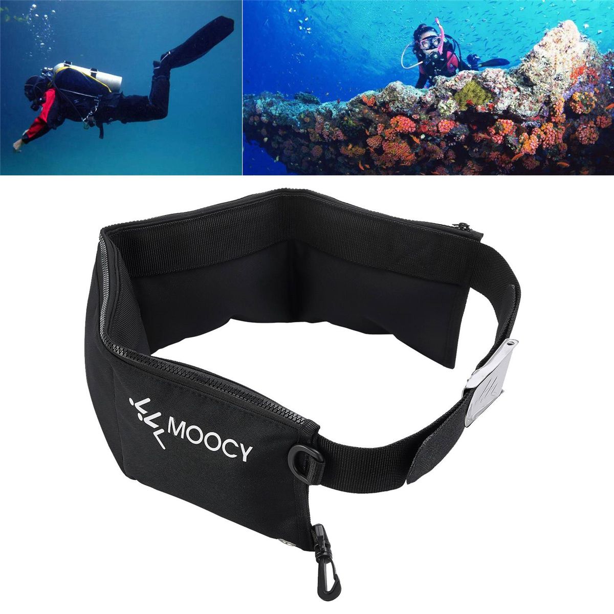 Moocy Diving Weight Belt with 4Pockets,Swimming Water Sports Equipmen