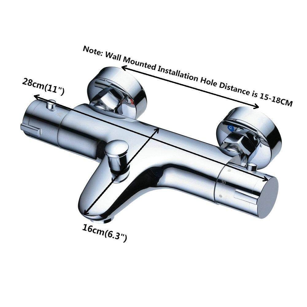 HOOMI Bathroom Thermostatic Exposed Bar Shower Mixer Valve Chrome Bottom Outlet G3/8 GE Plug Silver
