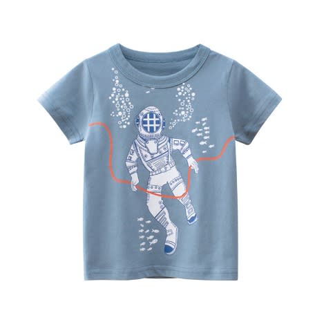 Space Print Boy Top- Blue