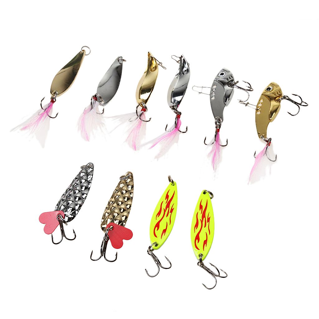 10pcs Assorted Metal   Bass CrankBait Spoon Crank Baits