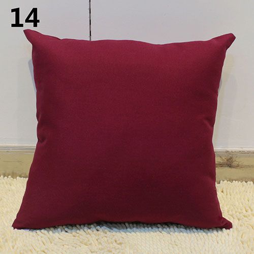 Simple Fashion Square Throw Home Decorative Pillow Case Sofa Waist Cushion Cover-Wine Red