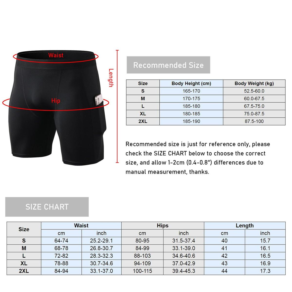 Men 3 Pcs Shorts Elastic Pocket Quick-dry Sports Athletic Tights Bodycon Briefs