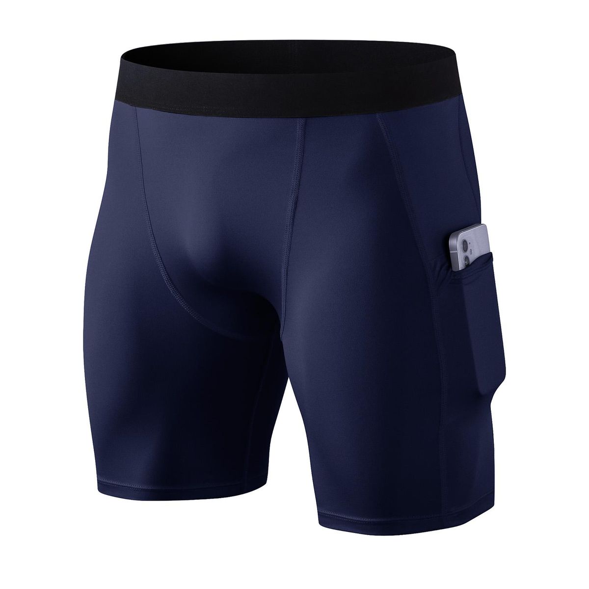 Men 3 Pcs Shorts Elastic Pocket Quick-dry Sports Athletic Tights Bodycon Briefs