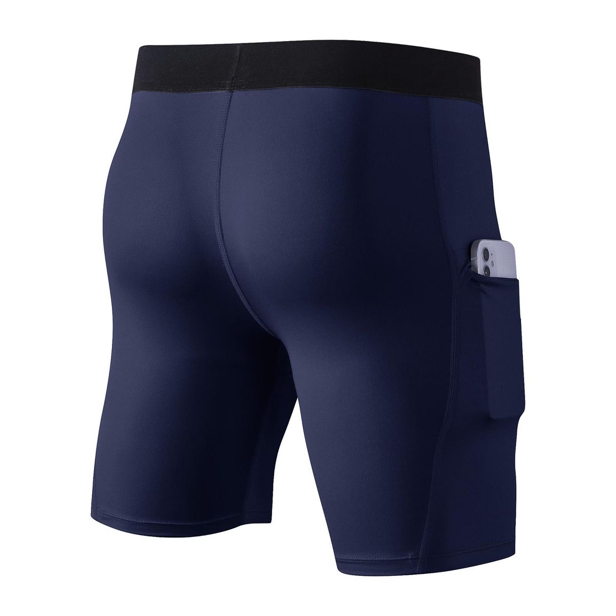 Men 3 Pcs Shorts Elastic Pocket Quick-dry Sports Athletic Tights Bodycon Briefs