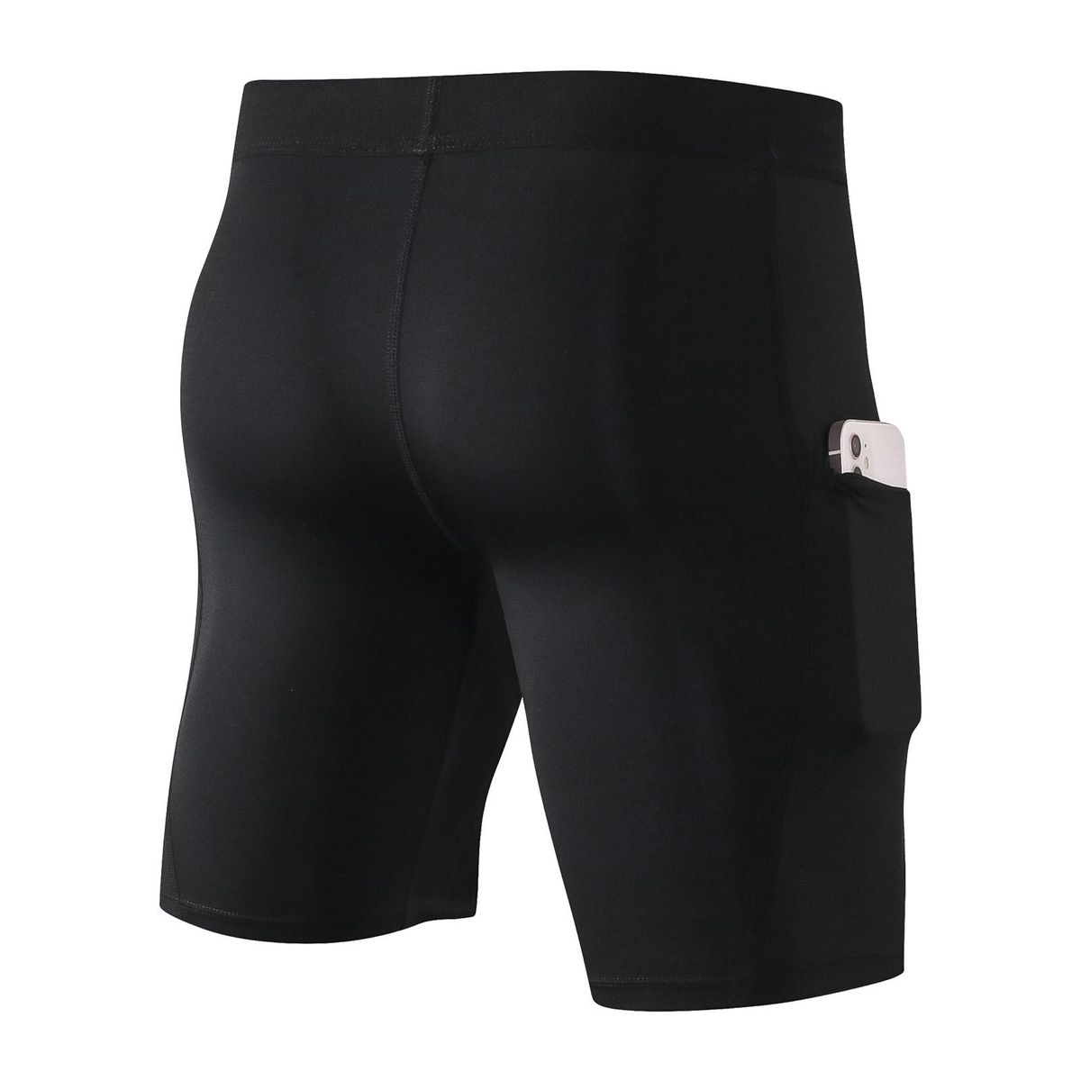 Men 3 Pcs Shorts Elastic Pocket Quick-dry Sports Athletic Tights Bodycon Briefs