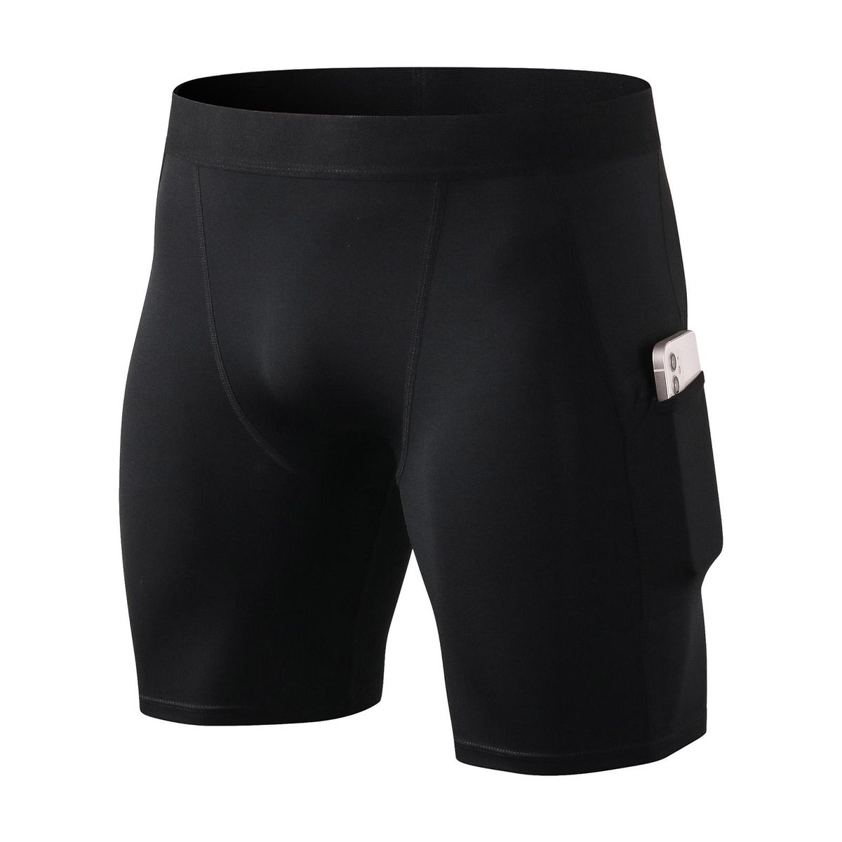 Men 3 Pcs Shorts Elastic Pocket Quick-dry Sports Athletic Tights Bodycon Briefs