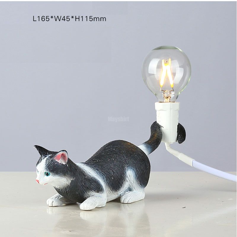 Selettl Cat Table Lamp Modern Resin Animal Bedroom Desk