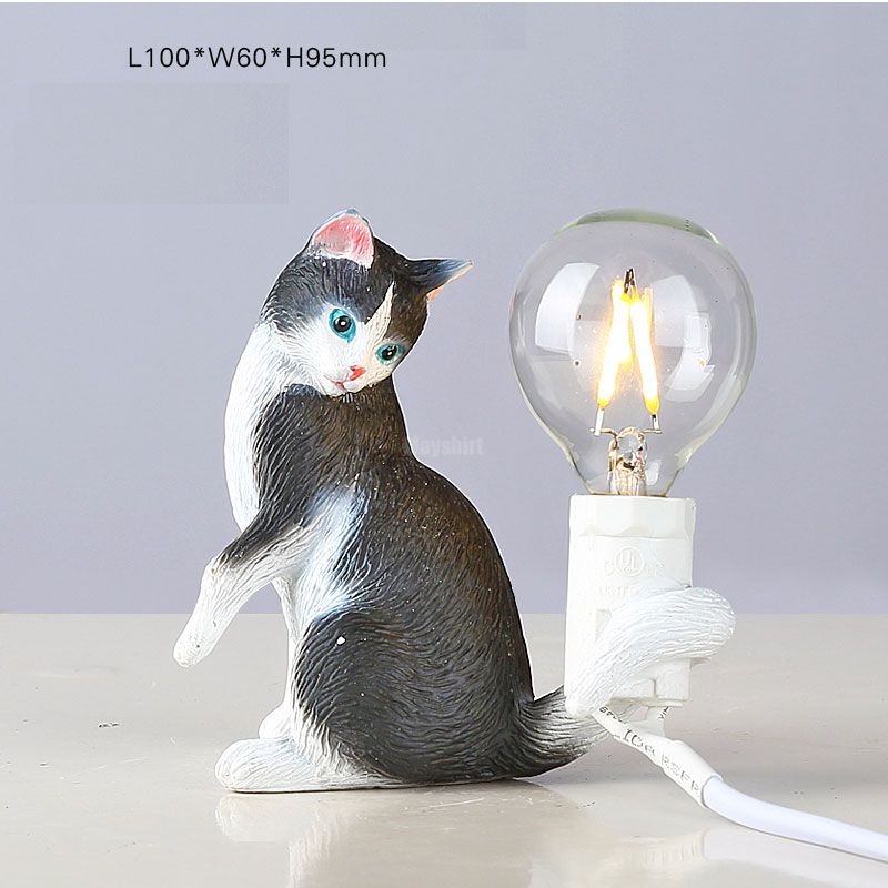 Selettl Cat Table Lamp Modern Resin Animal Bedroom Desk