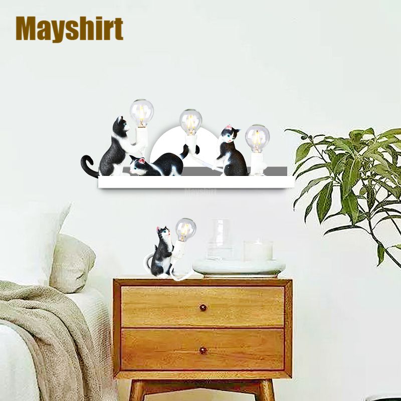 Selettl Cat Table Lamp Modern Resin Animal Bedroom Desk