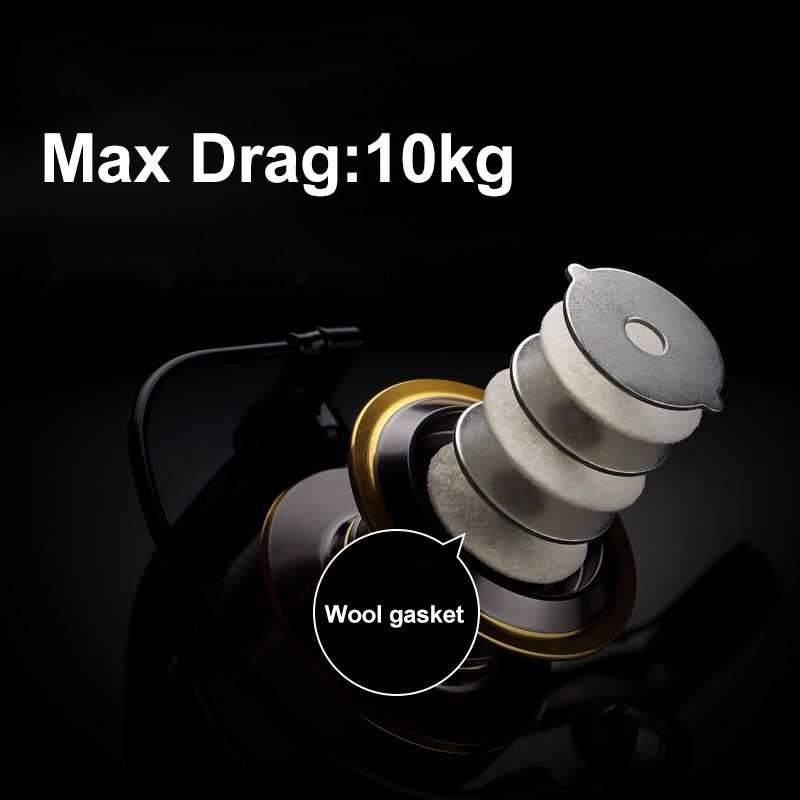 Fishing Reel He 1000-7000 Series Max Drag 10kg Metal Line