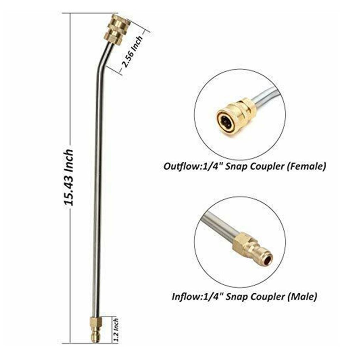 High Pressure Power Washer Wand 15 Inch Stainless Steel 30