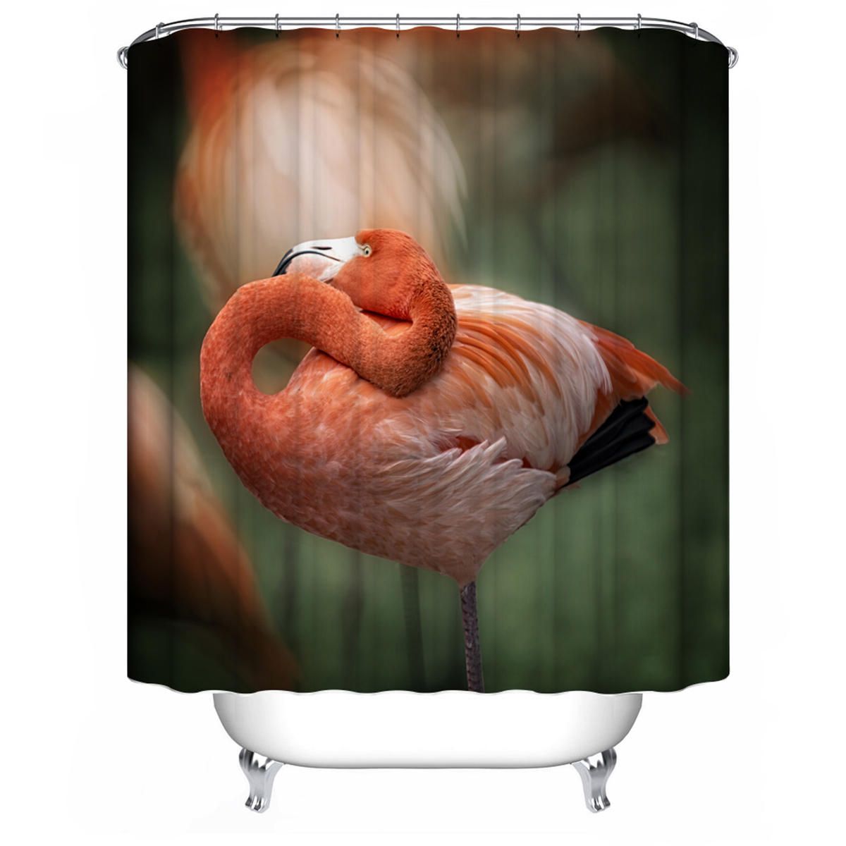Flamingo Bathroom Waterproof Shower Curtain Non-slip Toilet