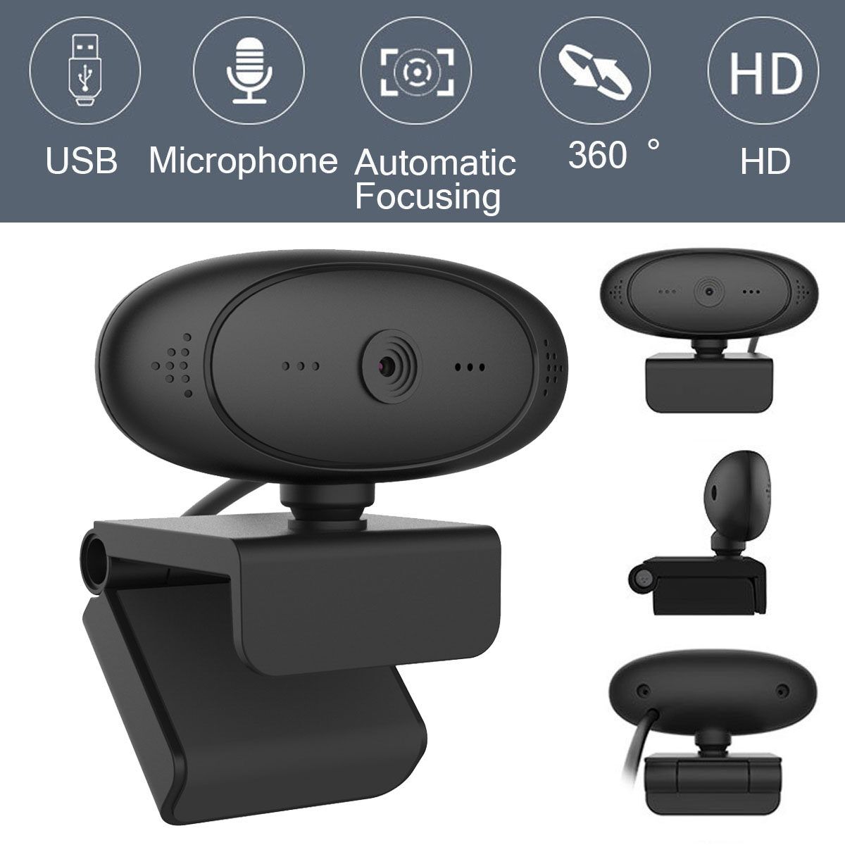 Rotatable 1080P HD Webcam USB PC Laptop Camera Video Recording With Microphone Online Tech Live Streaming
