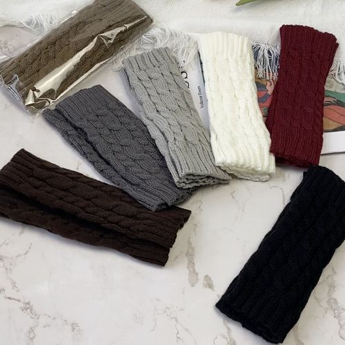 Women Stylish Hand Warmer Winter Gloves Arm Crochet Knitting Faux Wool Mitten Warm Fingerless Glove Gants Femme Women Gloves(#Khaki)