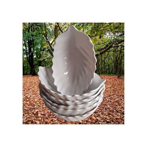 6pcs Ceramic White Curved Plate