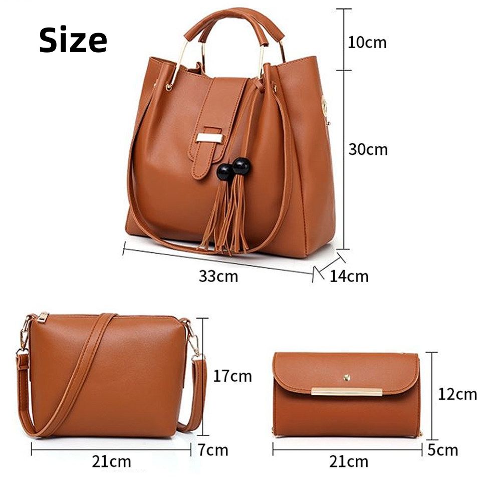 3 Pcs Women Bag Handbag Purse Female Shoulder Bag Wallet