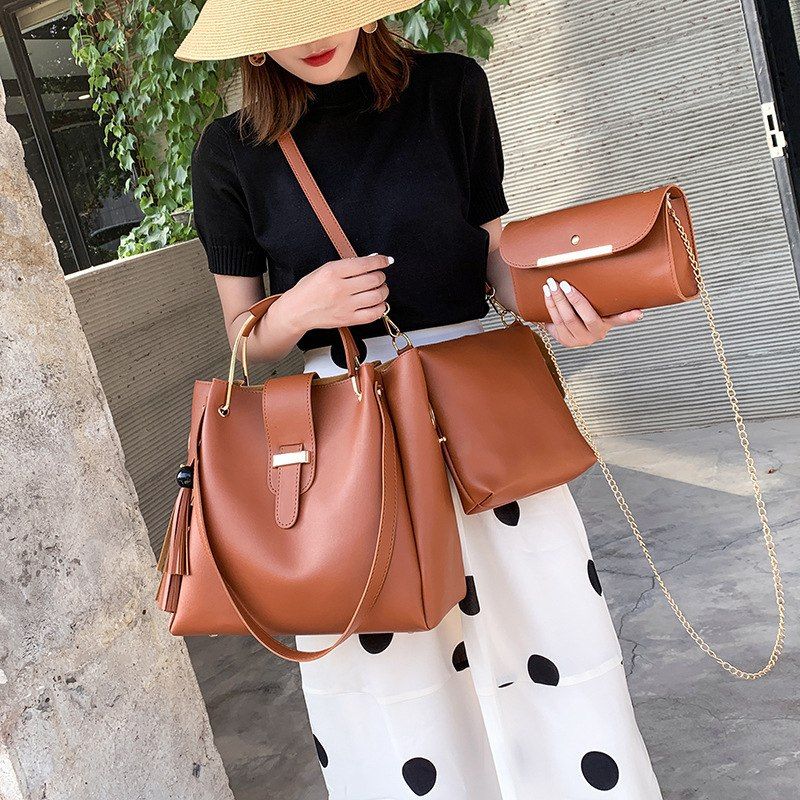 3 Pcs Women Bag Handbag Purse Female Shoulder Bag Wallet