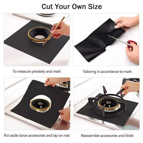 4pcs Gas Cooker Protector Gas Stove Burner Protectors - Reusable
