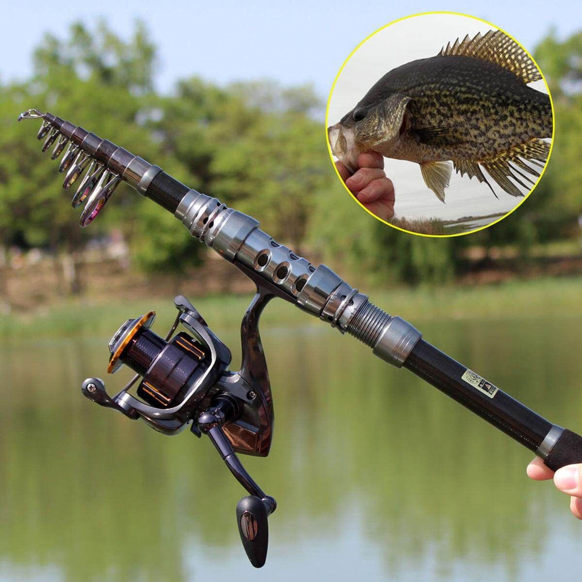 Telescopic Rod And Reel Combos Kit Carbon Bass Tackle Spinning Gears Set 2.1M+WQ3000 2.1M WQ3000