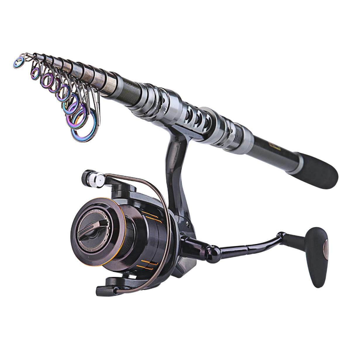 Telescopic Rod And Reel Combos Kit Carbon Bass Tackle Spinning Gears Set 2.1M+WQ3000 2.1M WQ3000