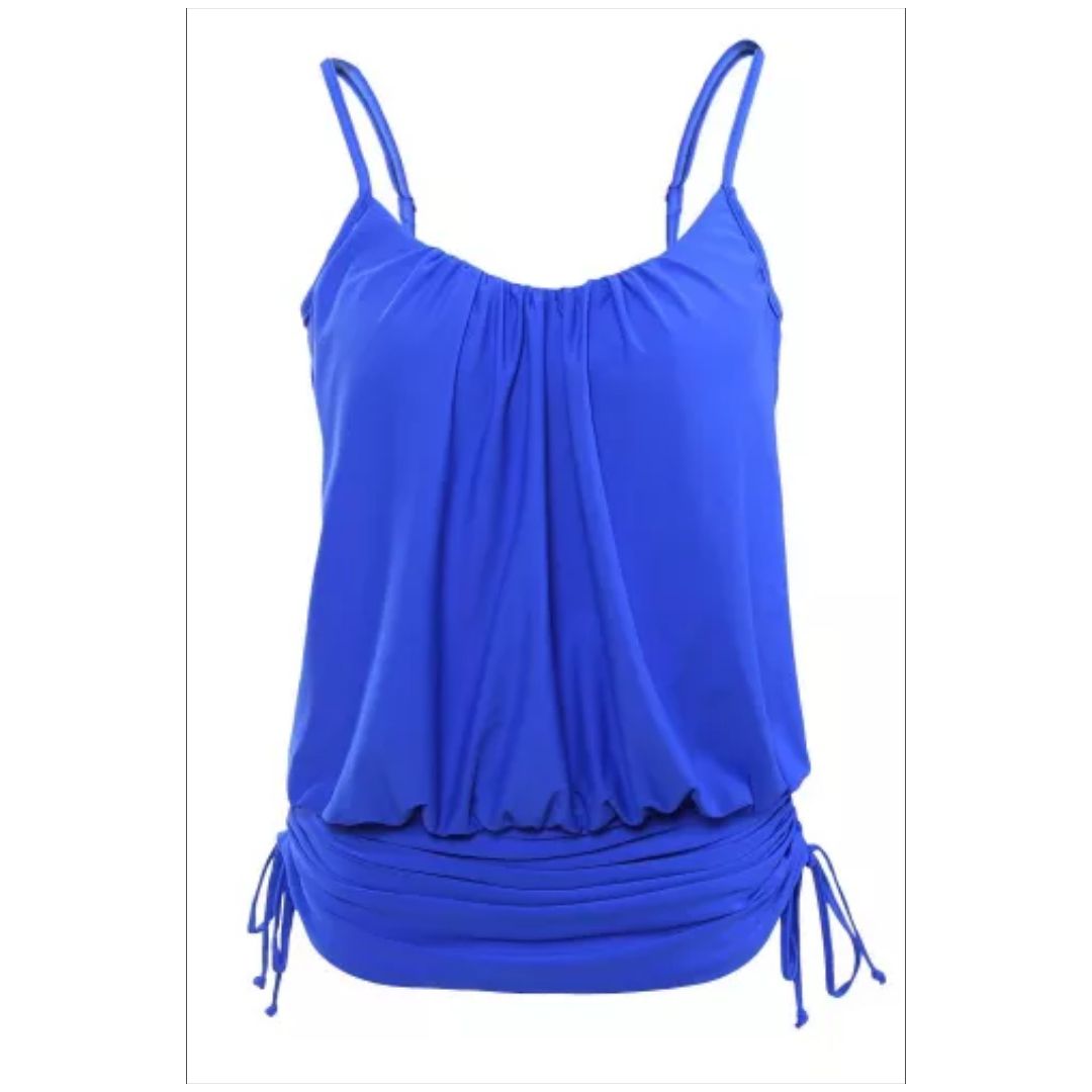 Mfed Blue Spaghetti Strap Tankini Swim Top