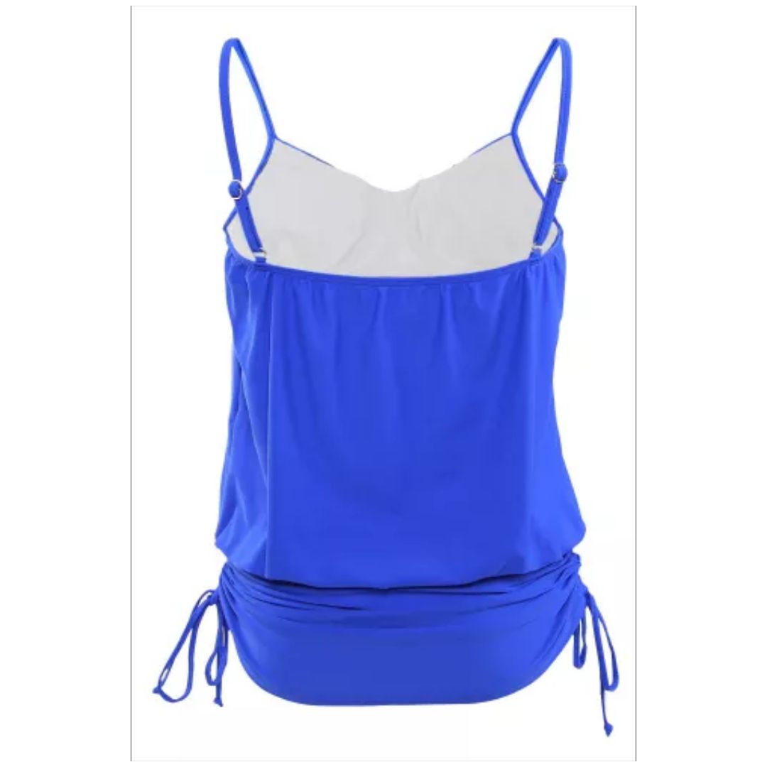 Mfed Blue Spaghetti Strap Tankini Swim Top
