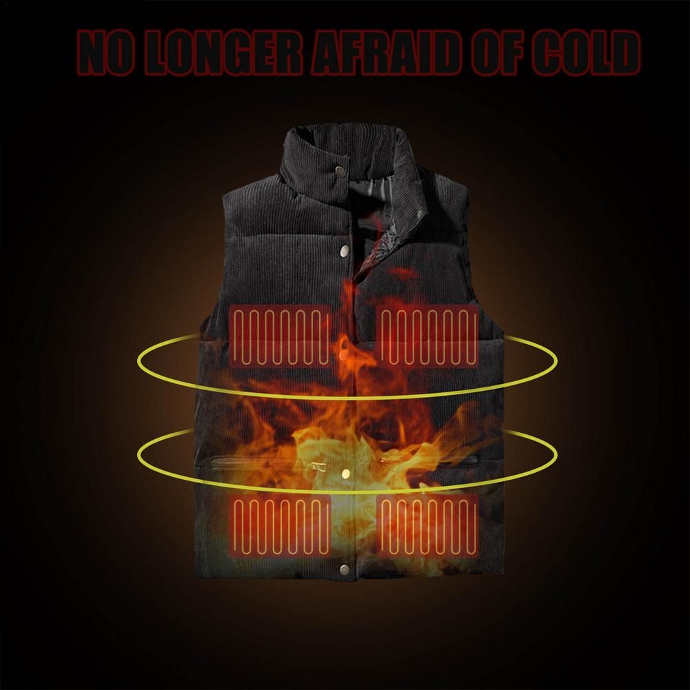 USB Powered Heated Pad Electric Heating Fabric Fast Heat Up For Vest Clothes Winter Outdoor Accessories Running Cycling Riding Black