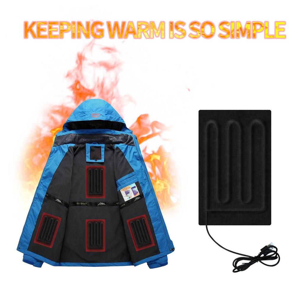 USB Powered Heated Pad Electric Heating Fabric Fast Heat Up For Vest Clothes Winter Outdoor Accessories Running Cycling Riding Black