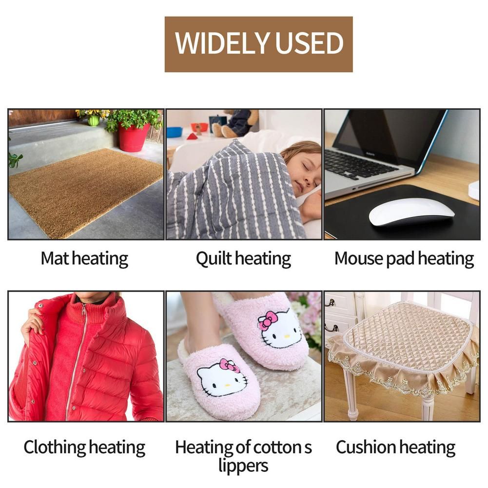 USB Powered Heated Pad Electric Heating Fabric Fast Heat Up For Vest Clothes Winter Outdoor Accessories Running Cycling Riding Black