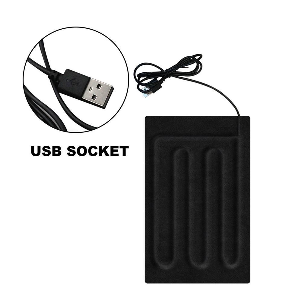USB Powered Heated Pad Electric Heating Fabric Fast Heat Up For Vest Clothes Winter Outdoor Accessories Running Cycling Riding Black