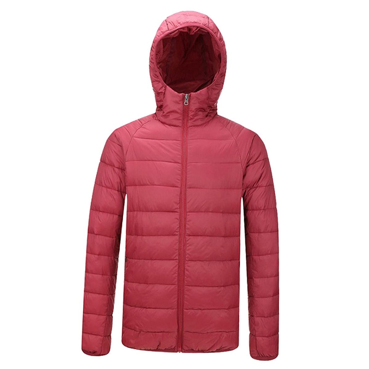 Men's Winter Warm Down Hoody Jacket, Gift For Husband Dad, With Red L