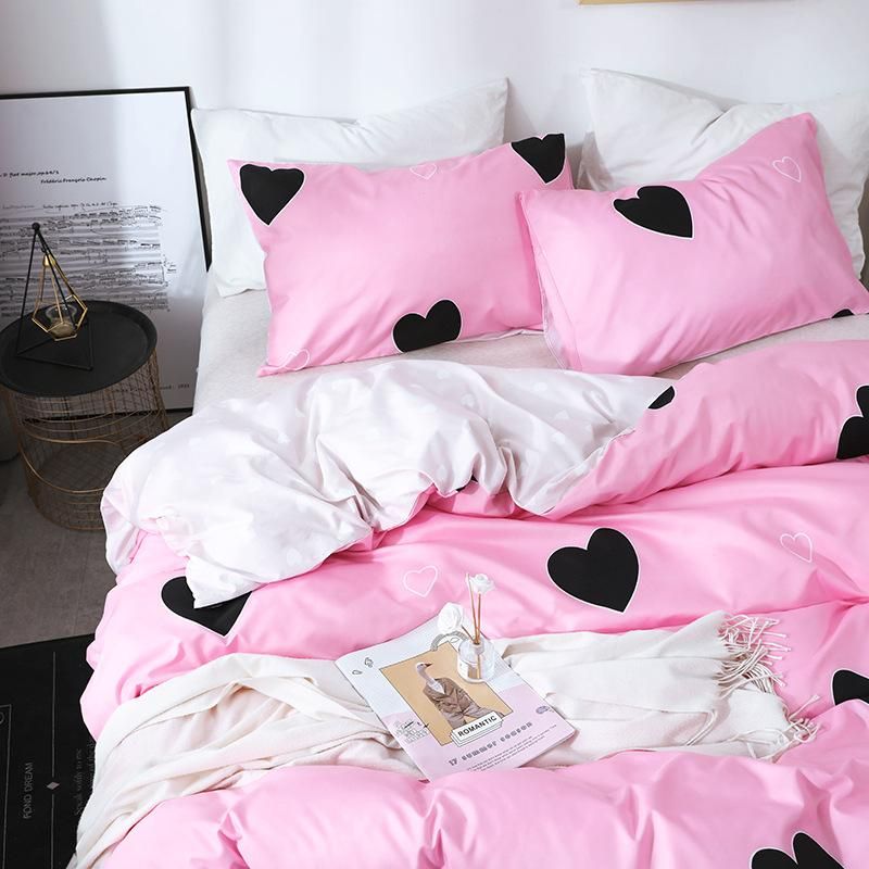 Pink Love bedding set Nordic style soft comforter duvet cover bedspreads for bed comefortable quilt with pillowcase