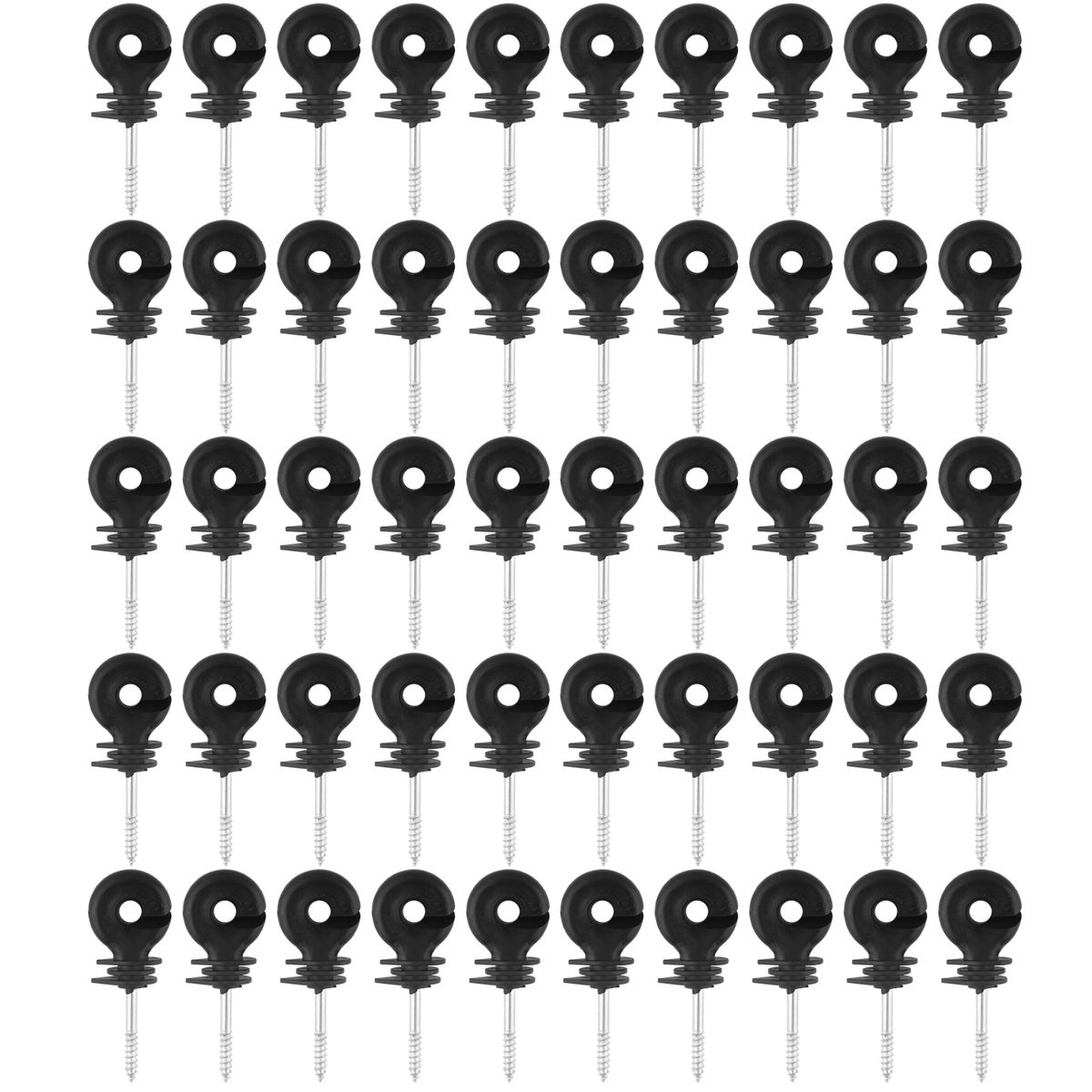 50 Pcs/Set Black Screw In Ring Insulators Electric Fence