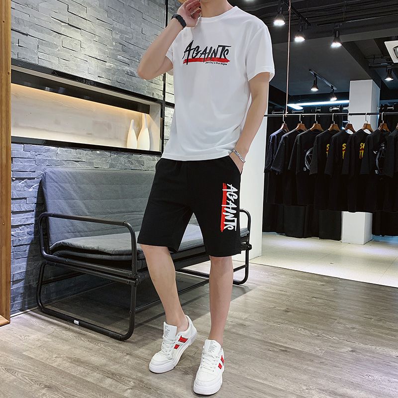 2 In 1 Men's Short Sleeve Shorts Set - White