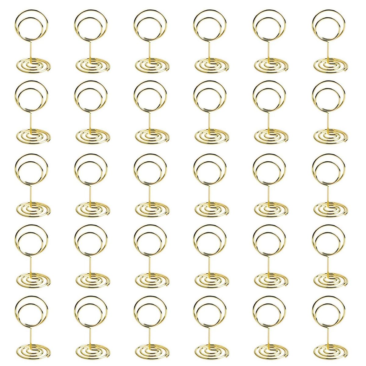 Table Number Holder 30pcs Metal Card Holder Stand Versatile for Photos Golden