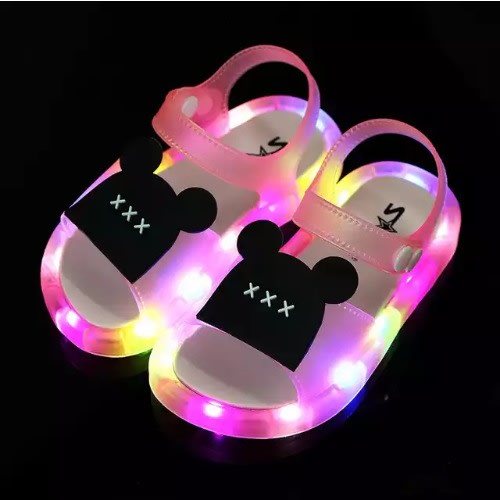 Kids Sandals With Neon Lights - Unisex  - Pink